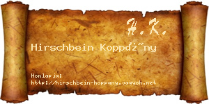 Hirschbein Koppány névjegykártya